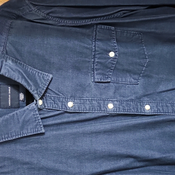 Men's XL Corderoy Navy Button Down Shirt - Picture 3 of 3